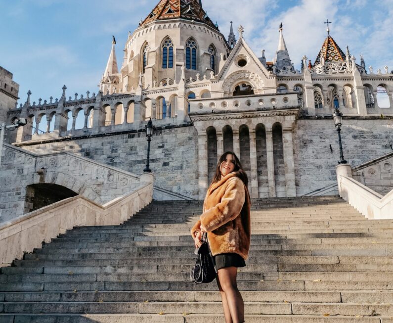 Portrait,Of,Beautiful,Young,Woman,Wearing,Stylish,Winter,Clothes,,Standing