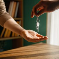 Real,Estate,Agent,Gives,House,Keys,To,New,Homeowner.,Property Real,Estate,Agent,Gives,House,Keys,To,New,Homeowner.,Property